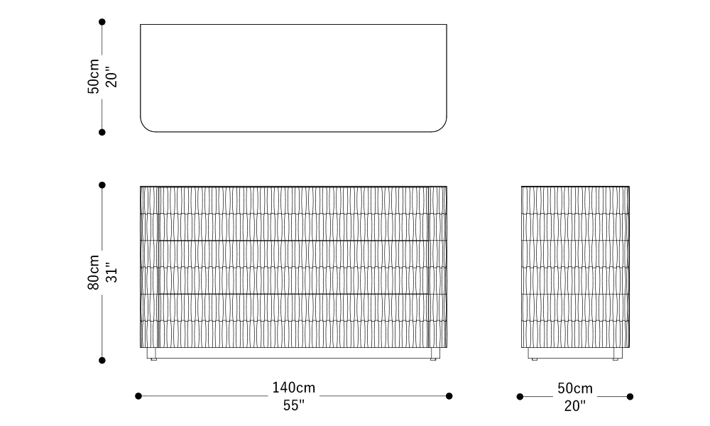 Image of the main dimensions of the product